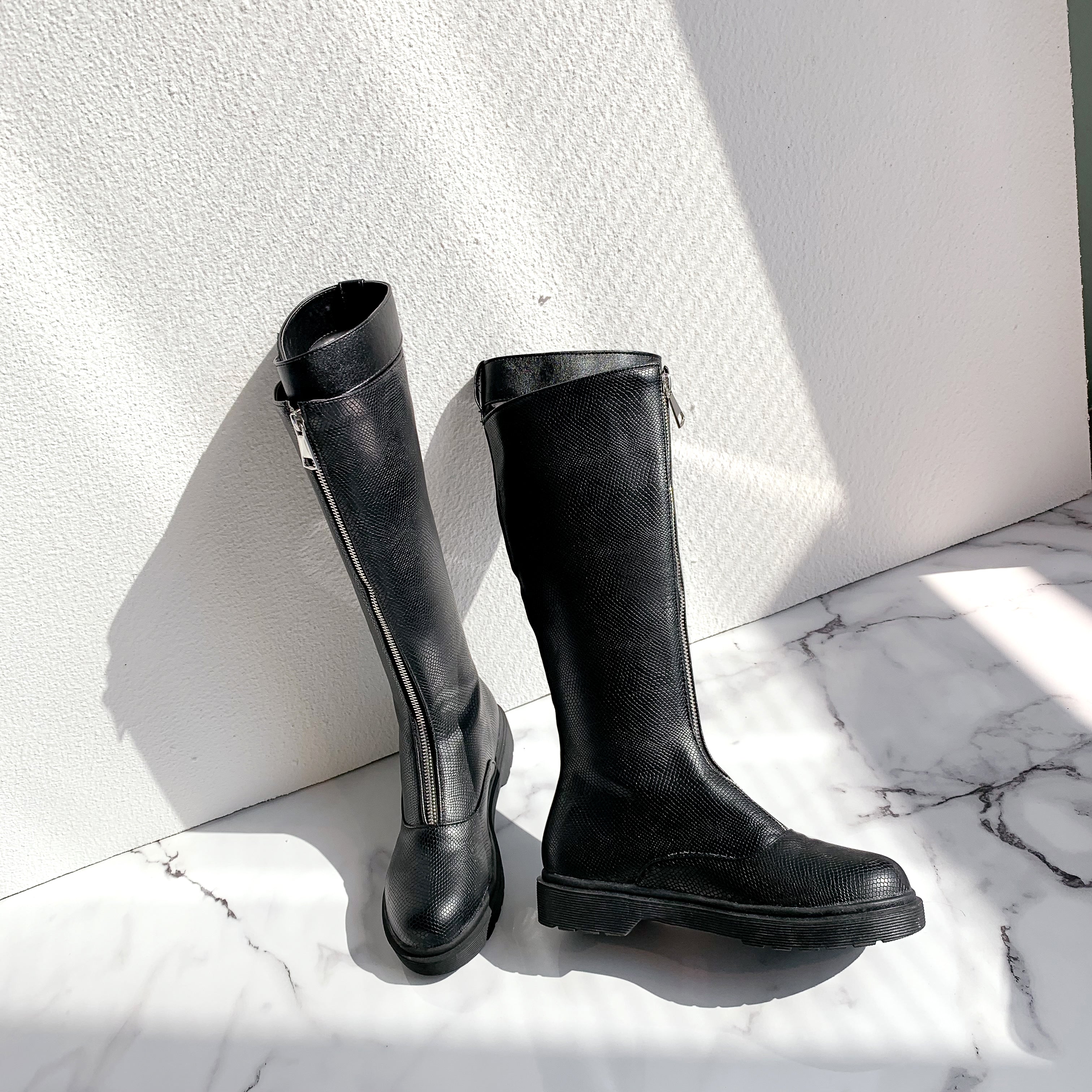 Bigsizeheels Fashion leggings and flat boots - Black freeshipping - bigsizeheel®-size5-size15 -All Plus Sizes Available!