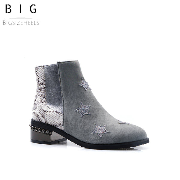 Bigsizeheels American round toe zipper ankle boots - Gray freeshipping - bigsizeheel®-size5-size15 -All Plus Sizes Available!