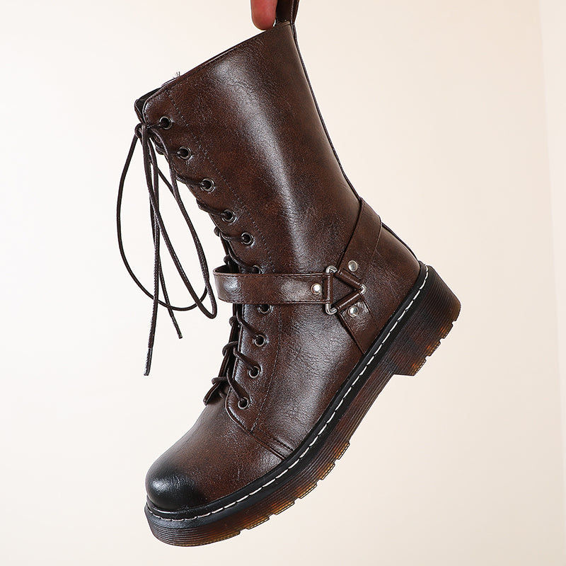 Bigsizeheels Vintage black decorated Martin boots - Coffee freeshipping - bigsizeheel®-size5-size15 -All Plus Sizes Available!