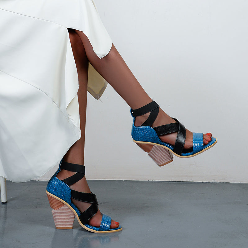 Bigsizeheels Attractive Cut-Outs Wedge Sandals - Blue freeshipping - bigsizeheel®-size5-size15 -All Plus Sizes Available!