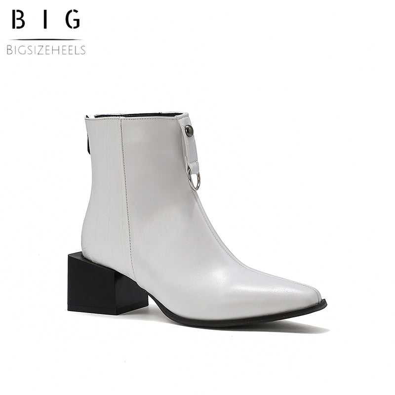 Bigsizeheels Sexy back zipper ankle boots - White freeshipping - bigsizeheel®-size5-size15 -All Plus Sizes Available!