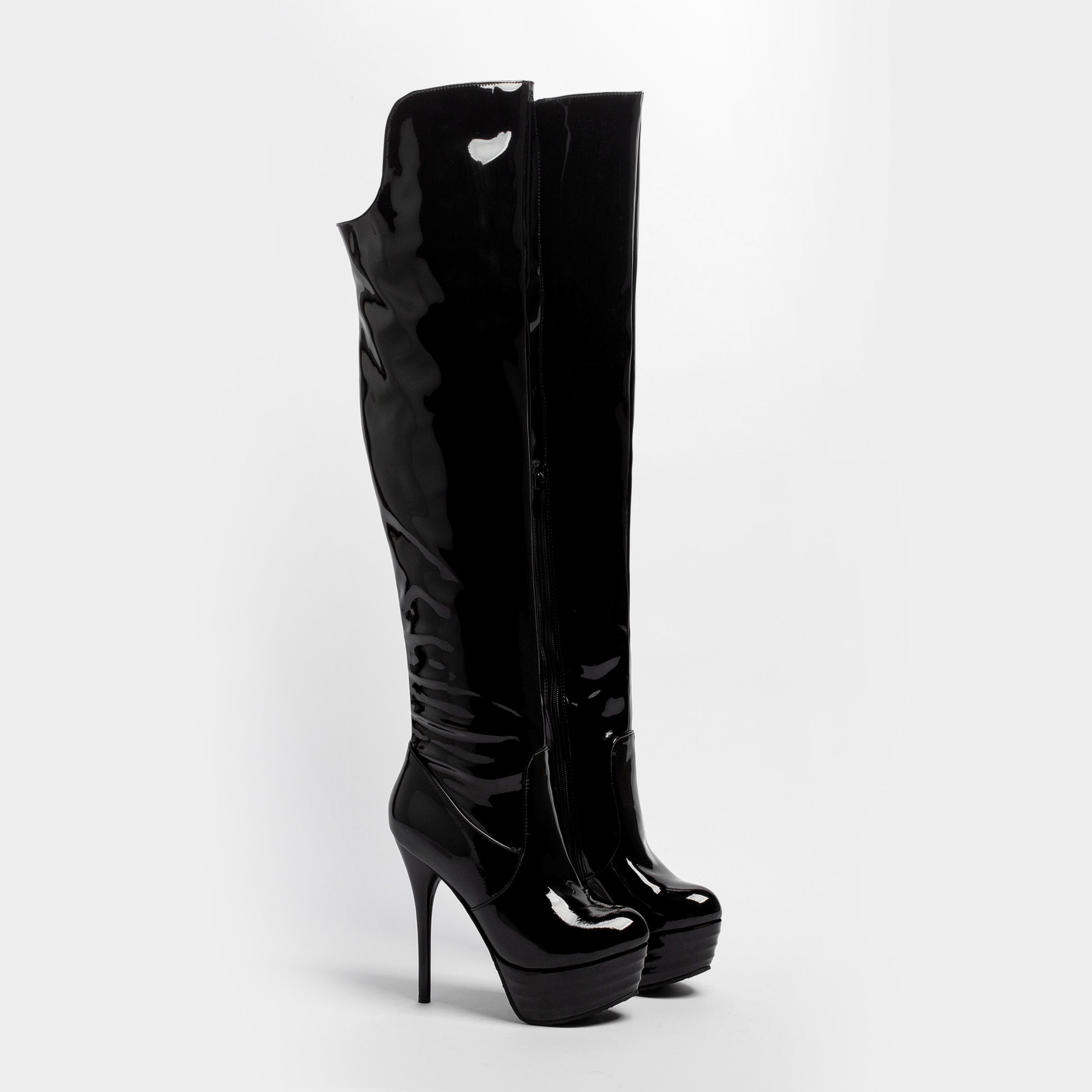 Bigsizeheels Waterproof covered knee-high heel boots - Black freeshipping - bigsizeheel®-size5-size15 -All Plus Sizes Available!