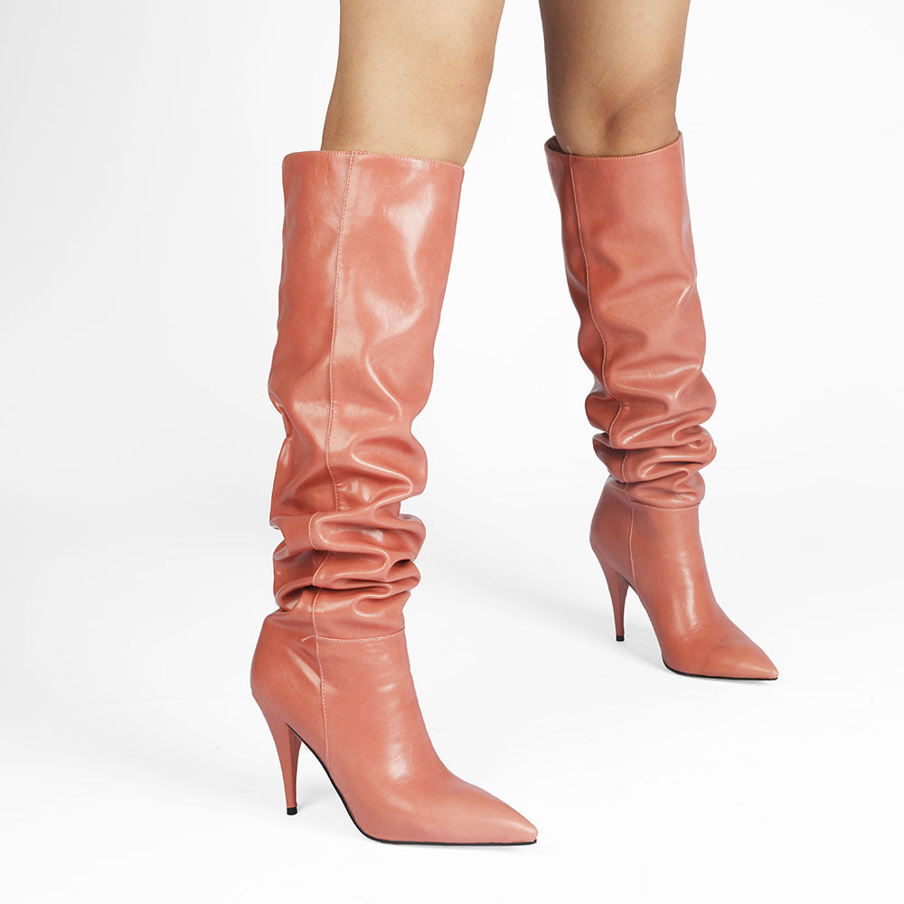 Bigsizeheels Super soft fabric tapered heel boots - Pink freeshipping - bigsizeheel®-size5-size15 -All Plus Sizes Available!
