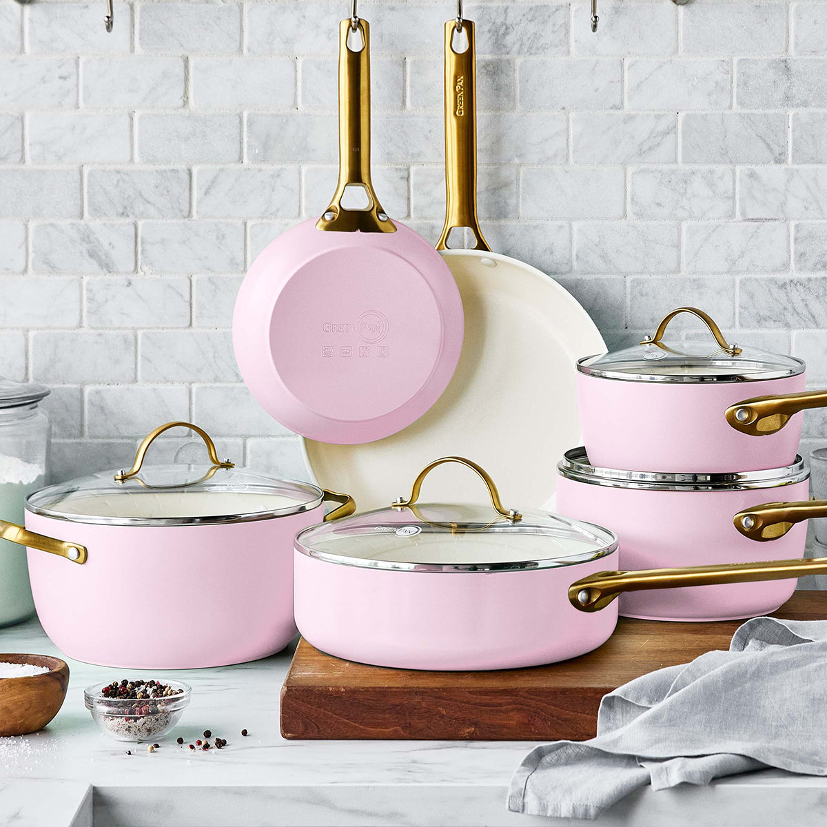 Blush with Gold-Tone Handles