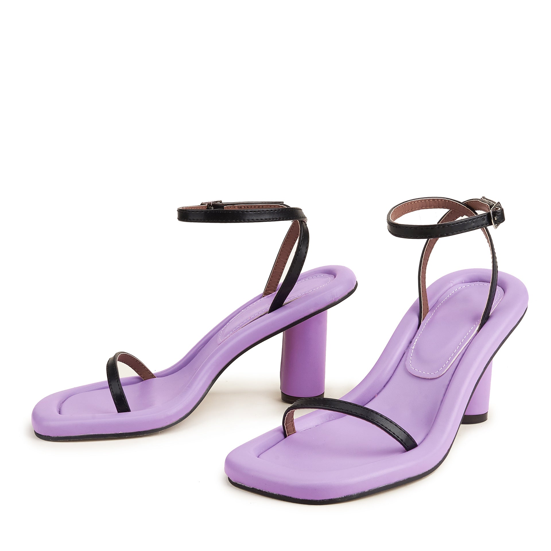 Bigsizeheels Chunky High Heels Open Finger Sandals - Purple