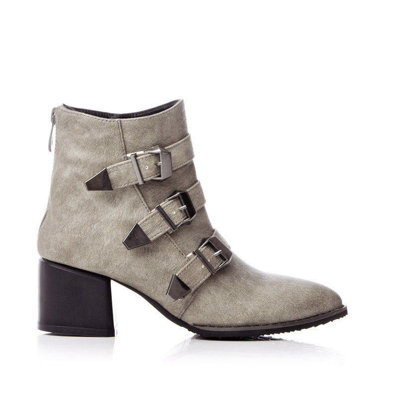 Bigsizeheels American western leather ankle boots with pointed toes and thick heels - Gray freeshipping - bigsizeheel®-size5-size15 -All Plus Sizes Available!