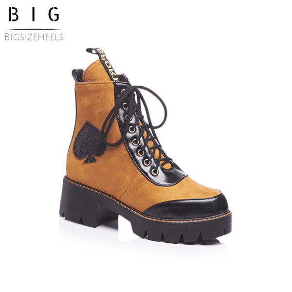 Bigsizeheels Platform round toe punk boot - Yellow freeshipping - bigsizeheel®-size5-size15 -All Plus Sizes Available!