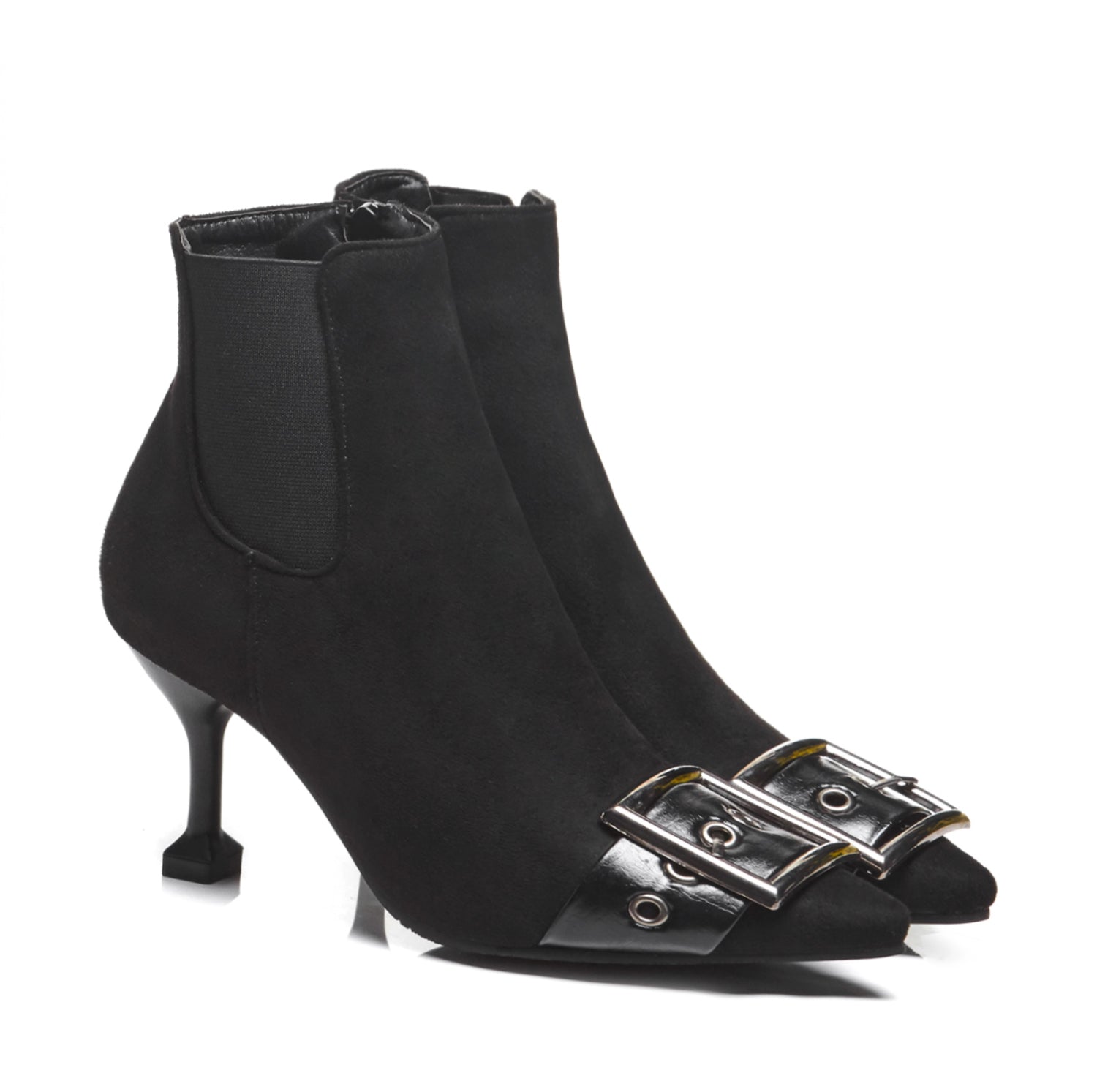Bigsizeheels Sexy ankle boots with pointed belt buckles - Black freeshipping - bigsizeheel®-size5-size15 -All Plus Sizes Available!