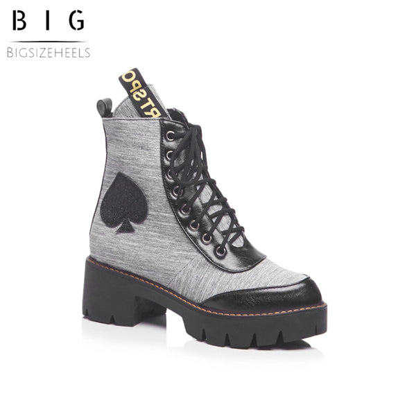 Bigsizeheels Platform round toe punk boot - Gray freeshipping - bigsizeheel®-size5-size15 -All Plus Sizes Available!
