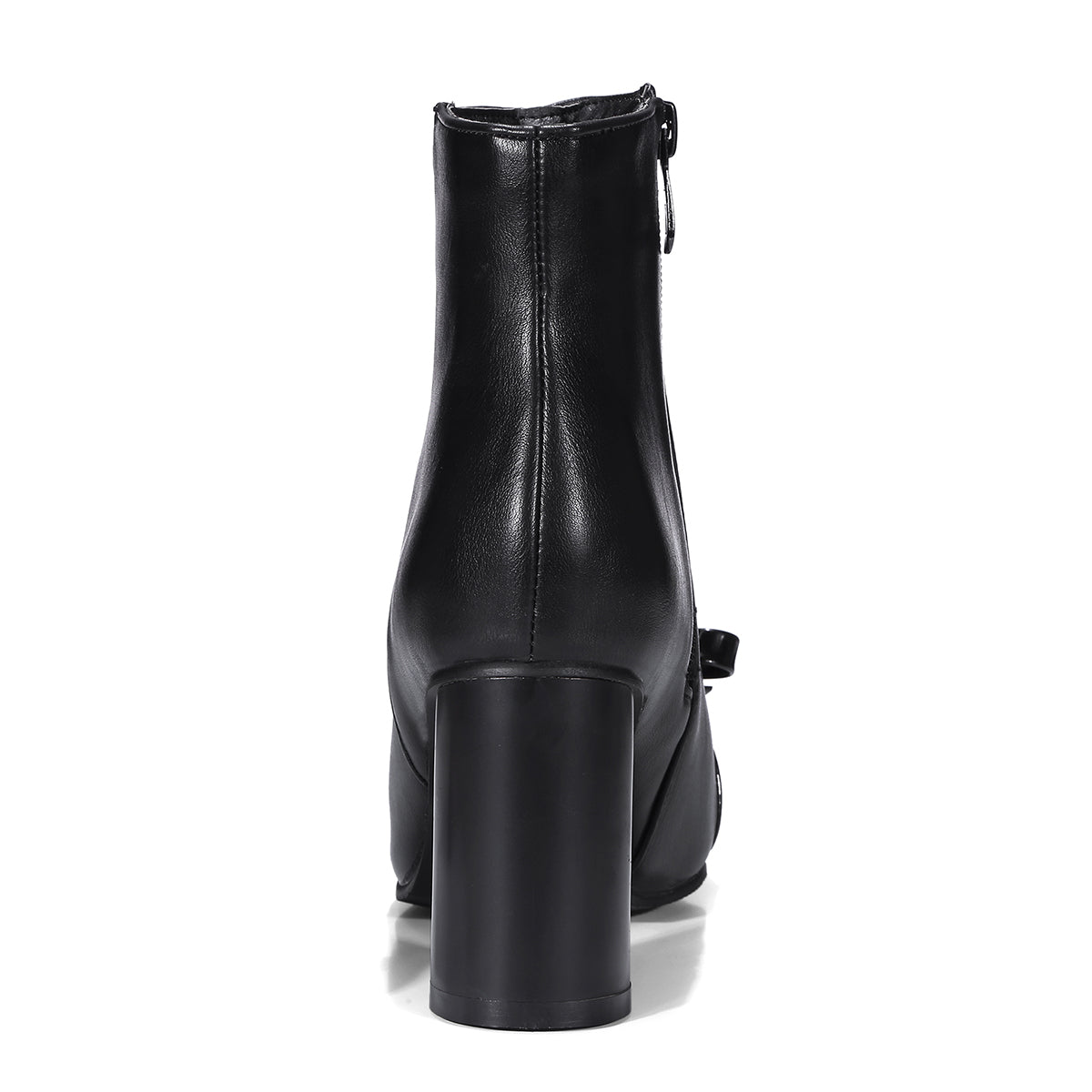Bigsizeheels Thick heel square bow boots- Black/big size boots