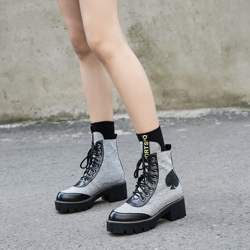Bigsizeheels Platform round toe punk boot - Gray freeshipping - bigsizeheel®-size5-size15 -All Plus Sizes Available!