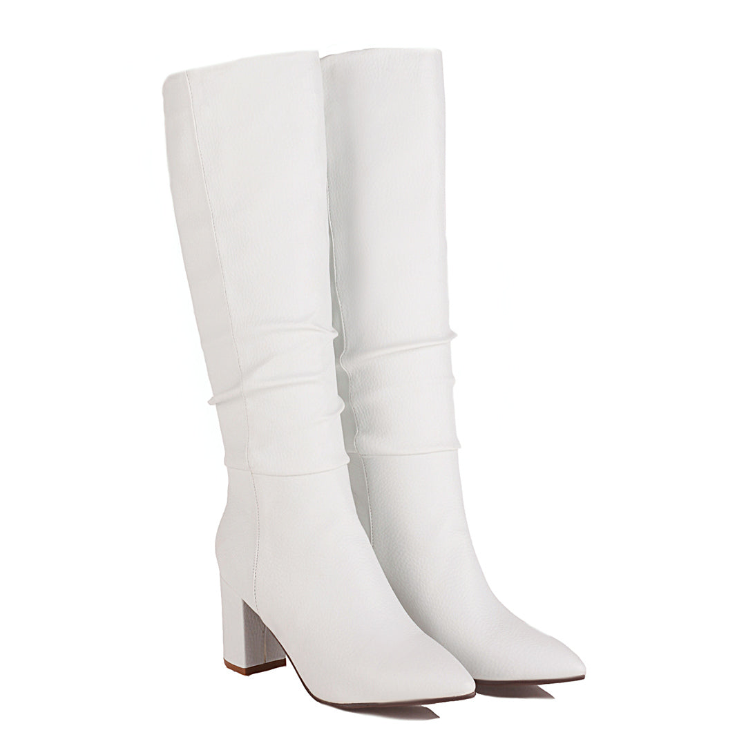 Bigsizeheels Pointed-toe boots with thick boots-White freeshipping - bigsizeheel®-size5-size15 -All Plus Sizes Available!