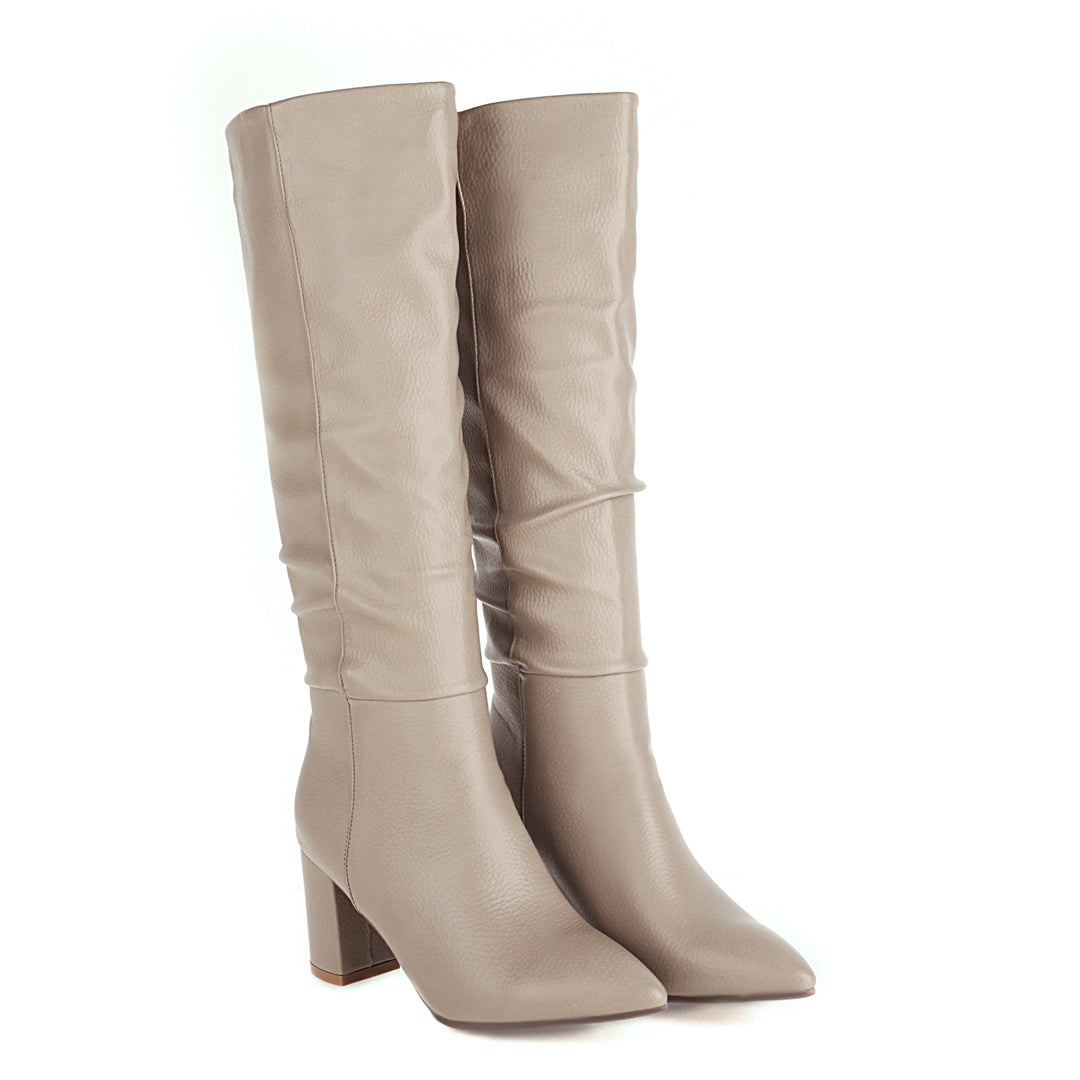 Bigsizeheels Pointed-toe boots with thick boots-Apricot freeshipping - bigsizeheel®-size5-size15 -All Plus Sizes Available!