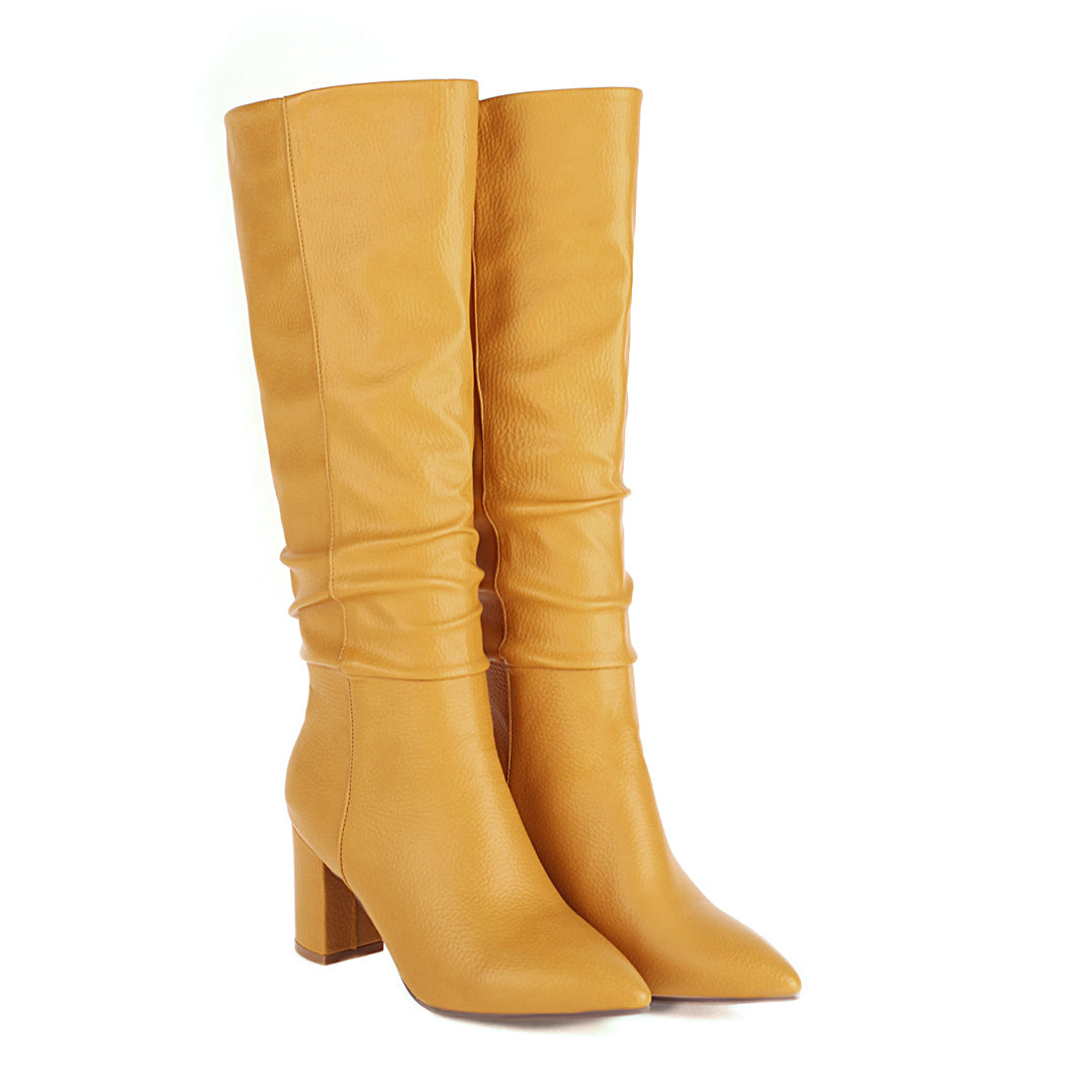 Bigsizeheels Pointed-toe boots with thick boots-Yellow freeshipping - bigsizeheel®-size5-size15 -All Plus Sizes Available!