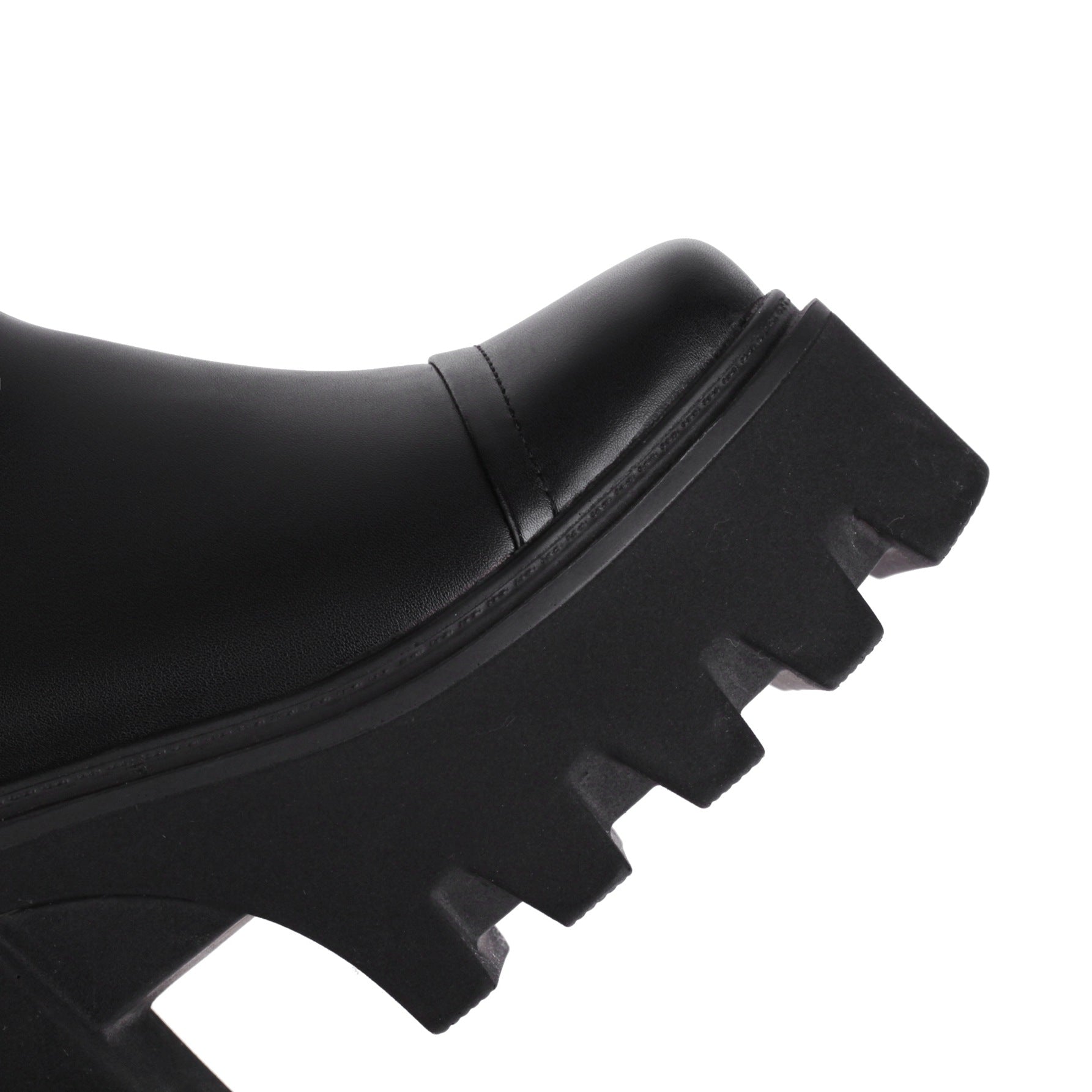 Bigsizeheels Diablo retro one word buckle fashion boots - Black freeshipping - bigsizeheel®-size5-size15 -All Plus Sizes Available!
