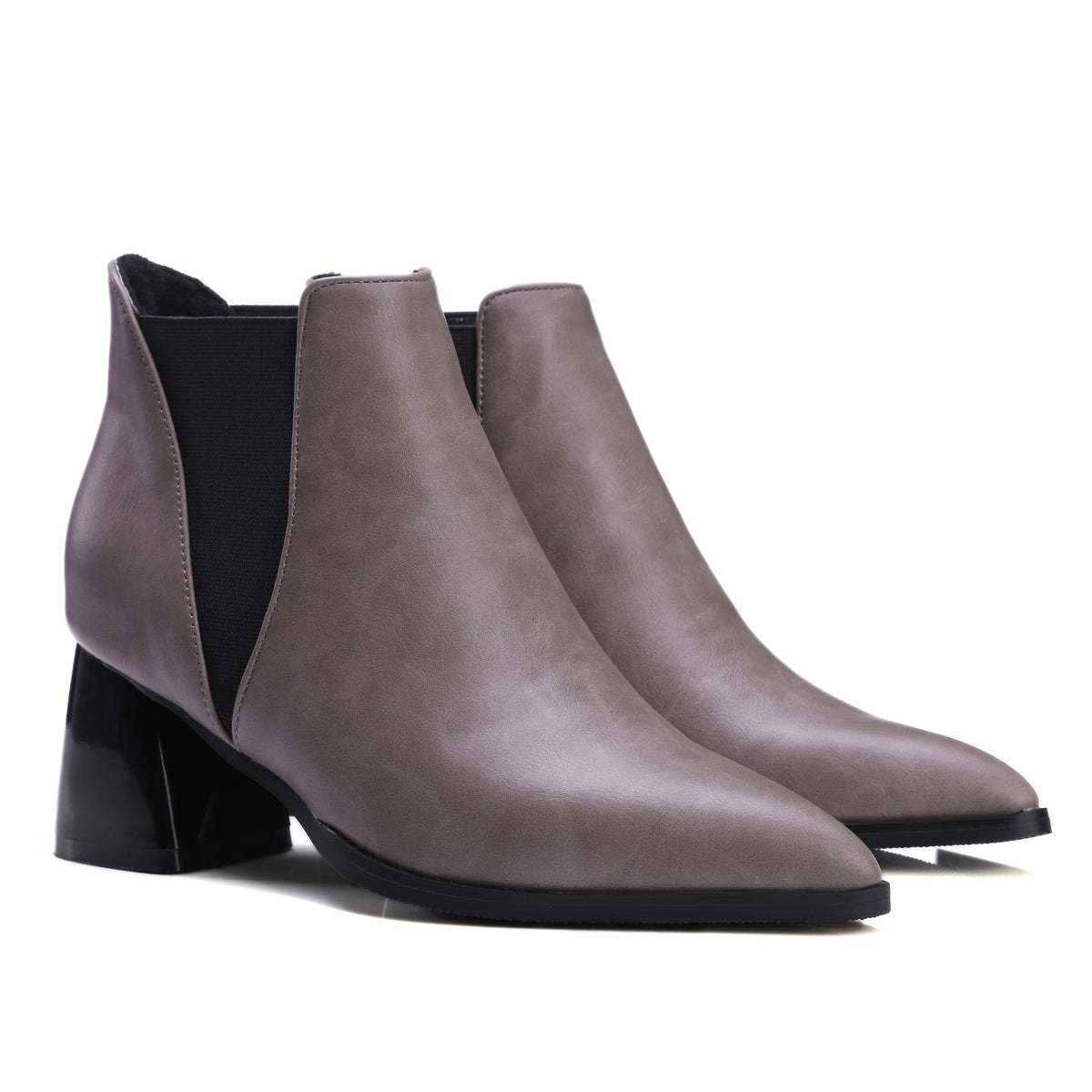 Bigsizeheels Mio magazine slip-on ankle boots with pointed toes - Gray freeshipping - bigsizeheel®-size5-size15 -All Plus Sizes Available!