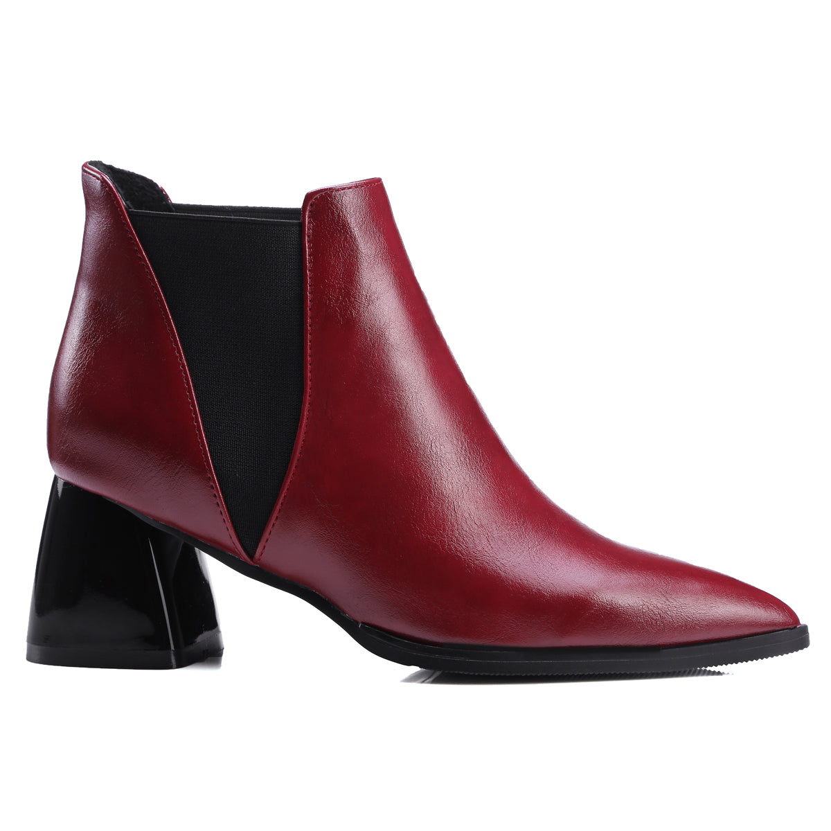 Bigsizeheels Mio magazine slip-on ankle boots with pointed toes - Red freeshipping - bigsizeheel®-size5-size15 -All Plus Sizes Available!