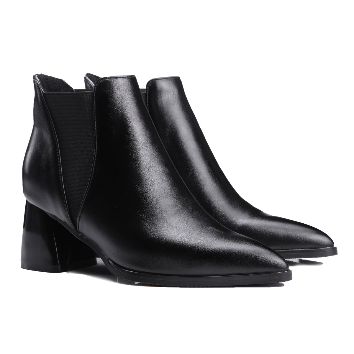 Bigsizeheels Mio magazine slip-on ankle boots with pointed toes - Black freeshipping - bigsizeheel®-size5-size15 -All Plus Sizes Available!
