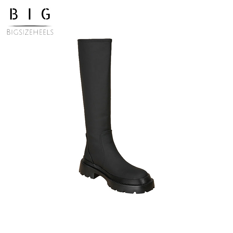 Bigsizeheels Slimming long flat knight boots - Black freeshipping - bigsizeheel®-size5-size15 -All Plus Sizes Available!