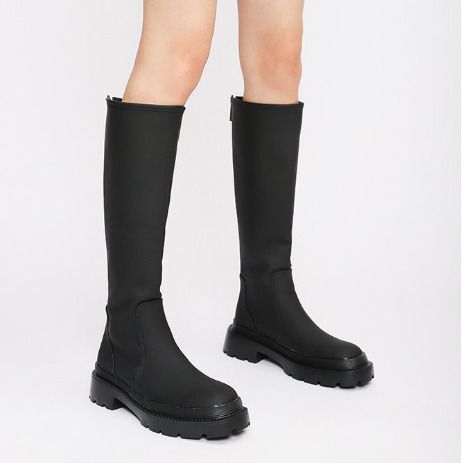 Bigsizeheels Slimming long flat knight boots - Black freeshipping - bigsizeheel®-size5-size15 -All Plus Sizes Available!