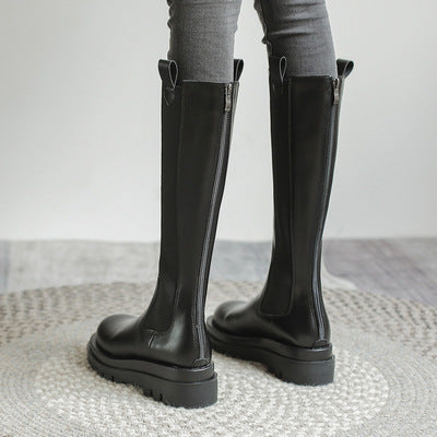 Bigsizeheels Thick-soled slimming knight boots - Black freeshipping - bigsizeheel®-size5-size15 -All Plus Sizes Available!