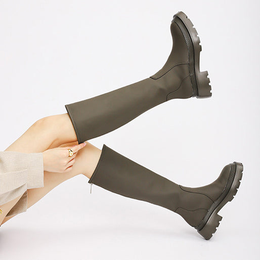 Bigsizeheels Slimming long flat knight boots - Green freeshipping - bigsizeheel®-size5-size15 -All Plus Sizes Available!