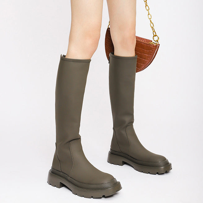 Bigsizeheels Slimming long flat knight boots - Green freeshipping - bigsizeheel®-size5-size15 -All Plus Sizes Available!
