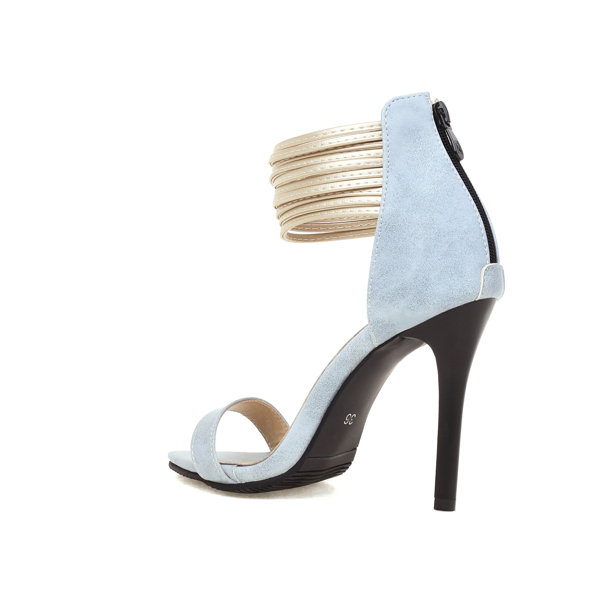 Bigsizeheels Stiletto Heel Pointed Toe Leather Lace Up Sandals -Light blue best oversized womens heels are from bigsizeheels®
