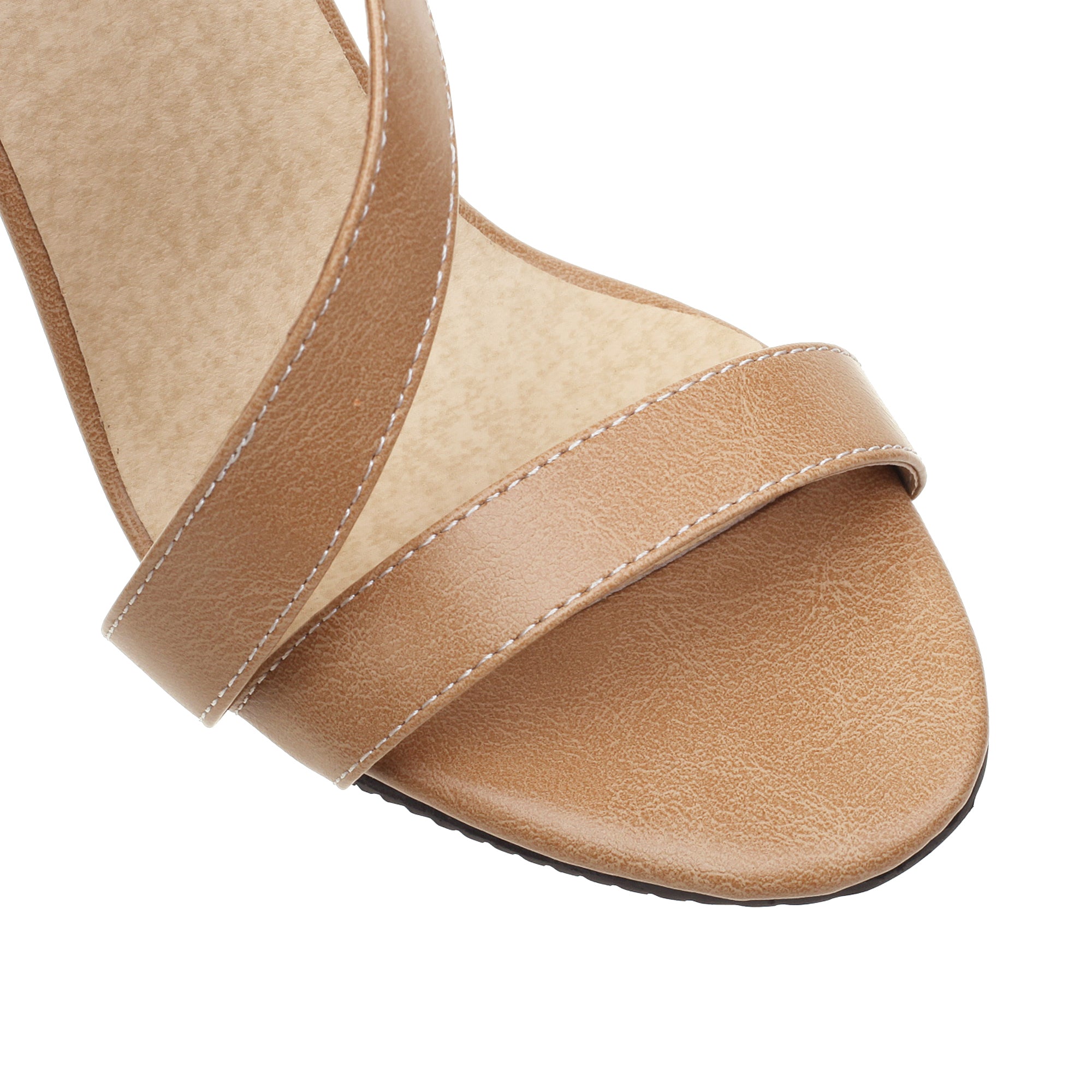 Bigsizeheels Stiletto Heel Round Toe Ankle Strap Sandals - Apricot best oversized womens heels are from bigsizeheels®