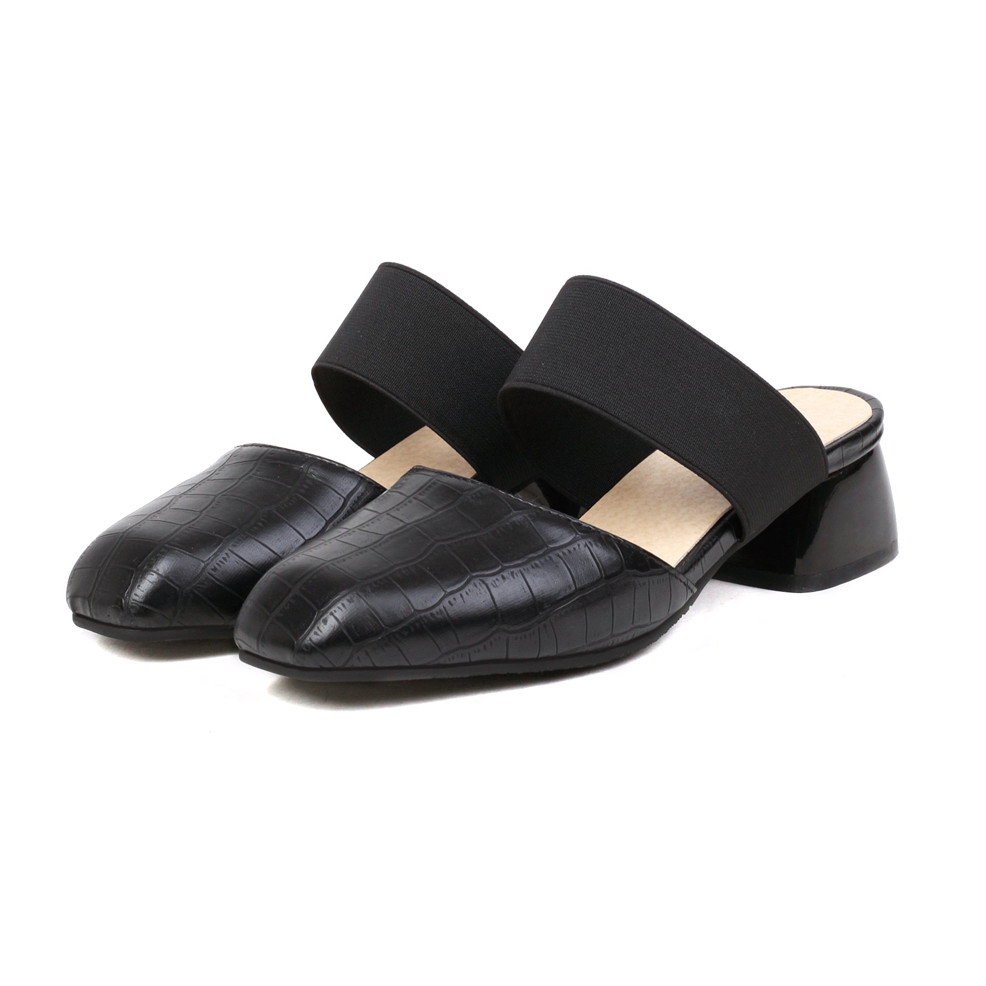 Bigsizeheels Simple Round Toe Flat Sandals - Black best oversized womens heels are from bigsizeheels®