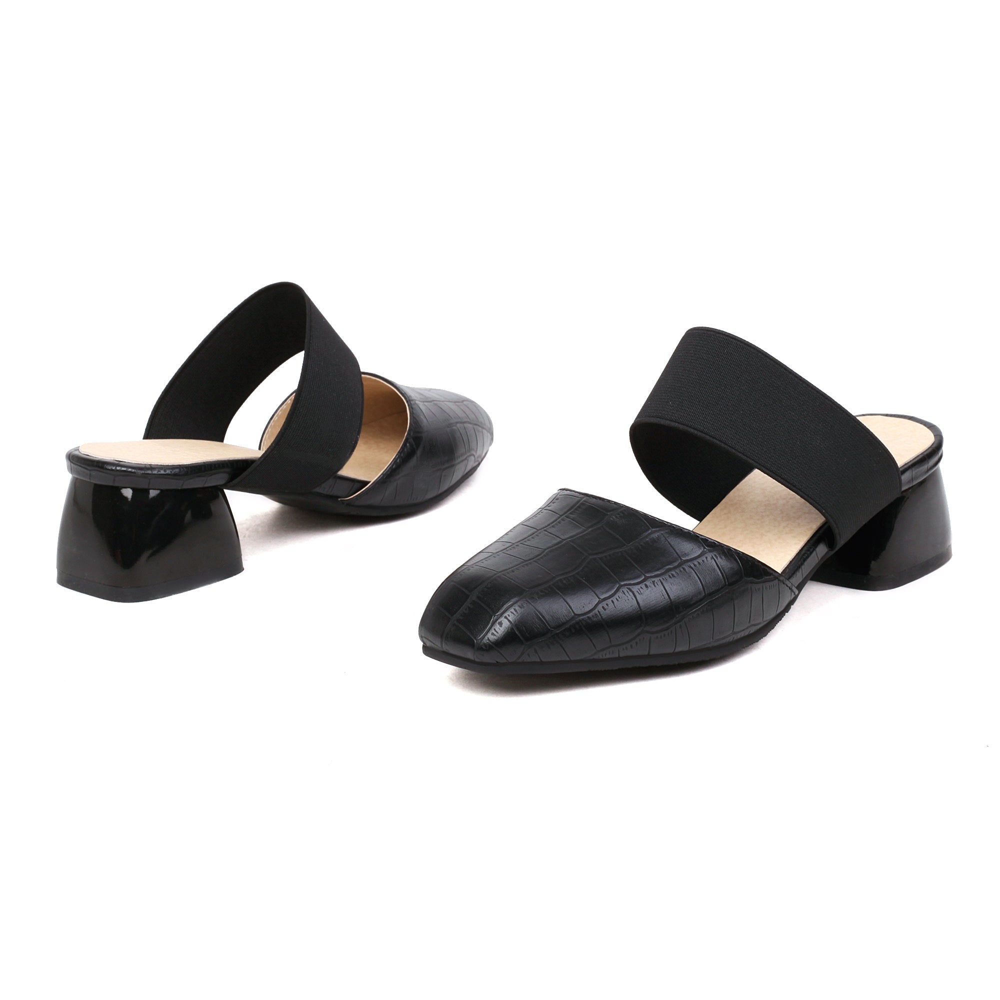 Bigsizeheels Simple Round Toe Flat Sandals - Black best oversized womens heels are from bigsizeheels®