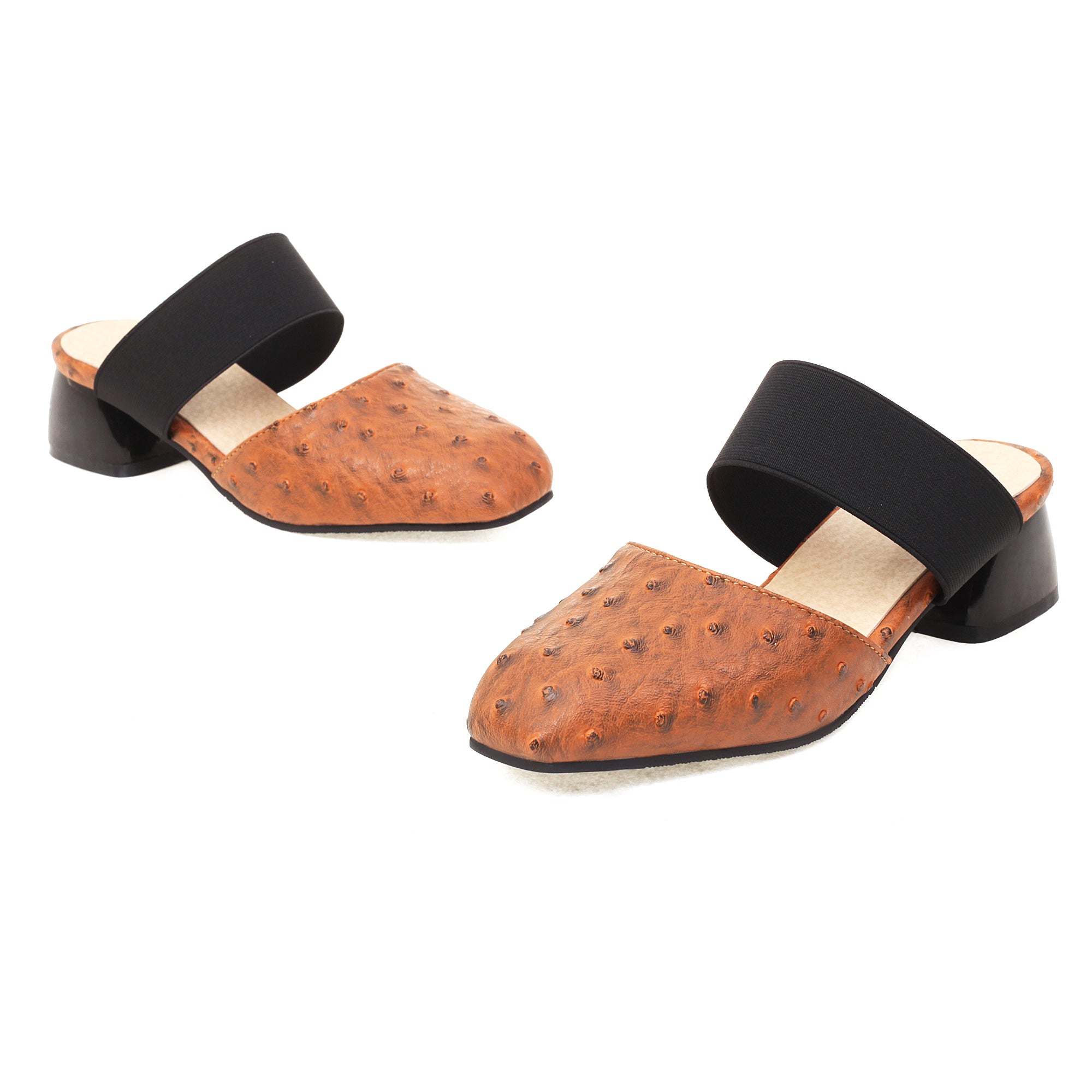 Bigsizeheels Simple Round Toe Flat Sandals - Brown best oversized womens heels are from bigsizeheels®