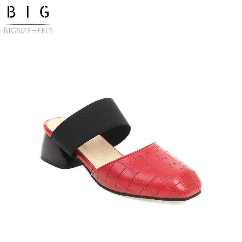 Bigsizeheels Simple Round Toe Flat Sandals - Red best oversized womens heels are from bigsizeheels®