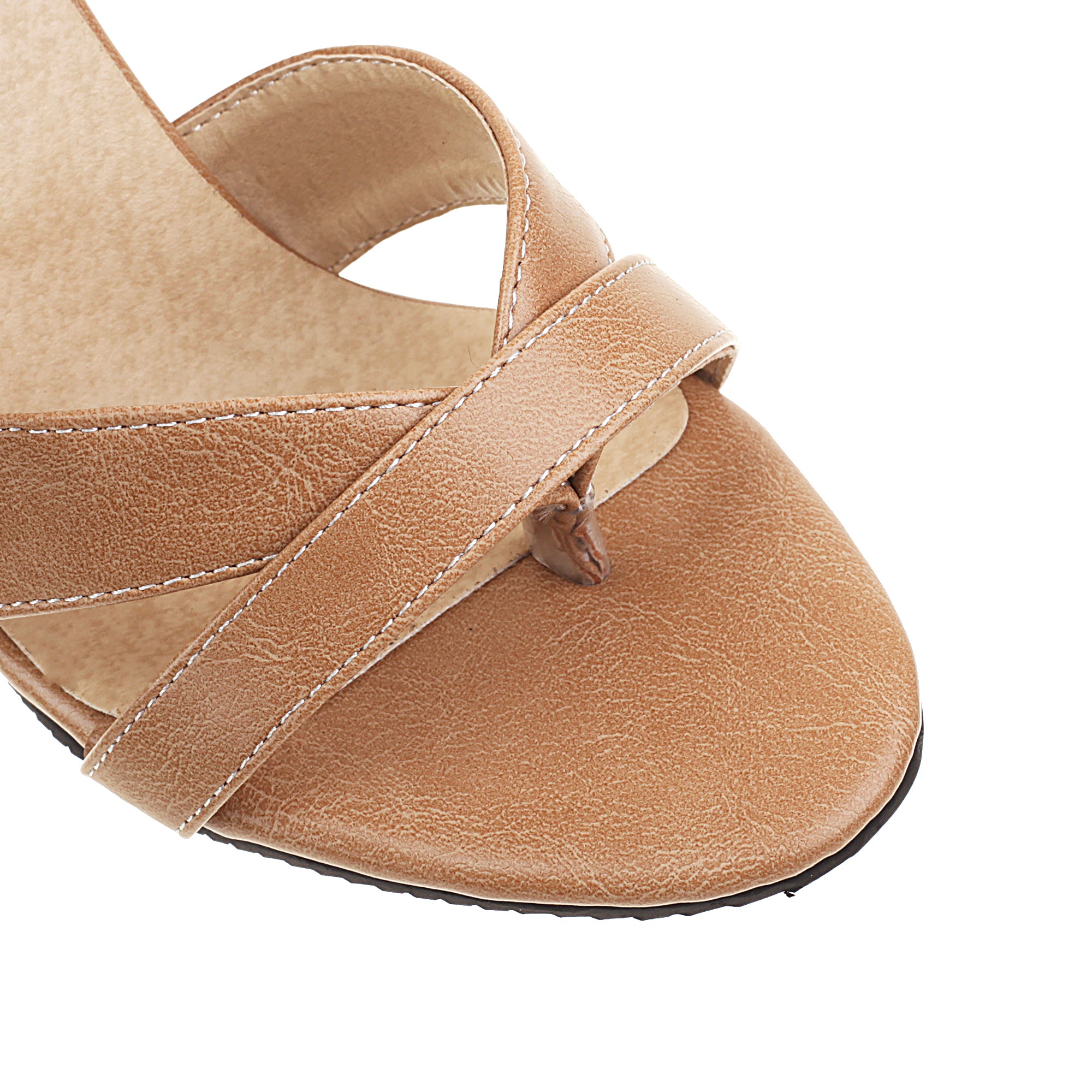 Bigsizeheels Stiletto Pointed Toe Ankle Strap Sandals - Brown best oversized womens heels are from bigsizeheel®