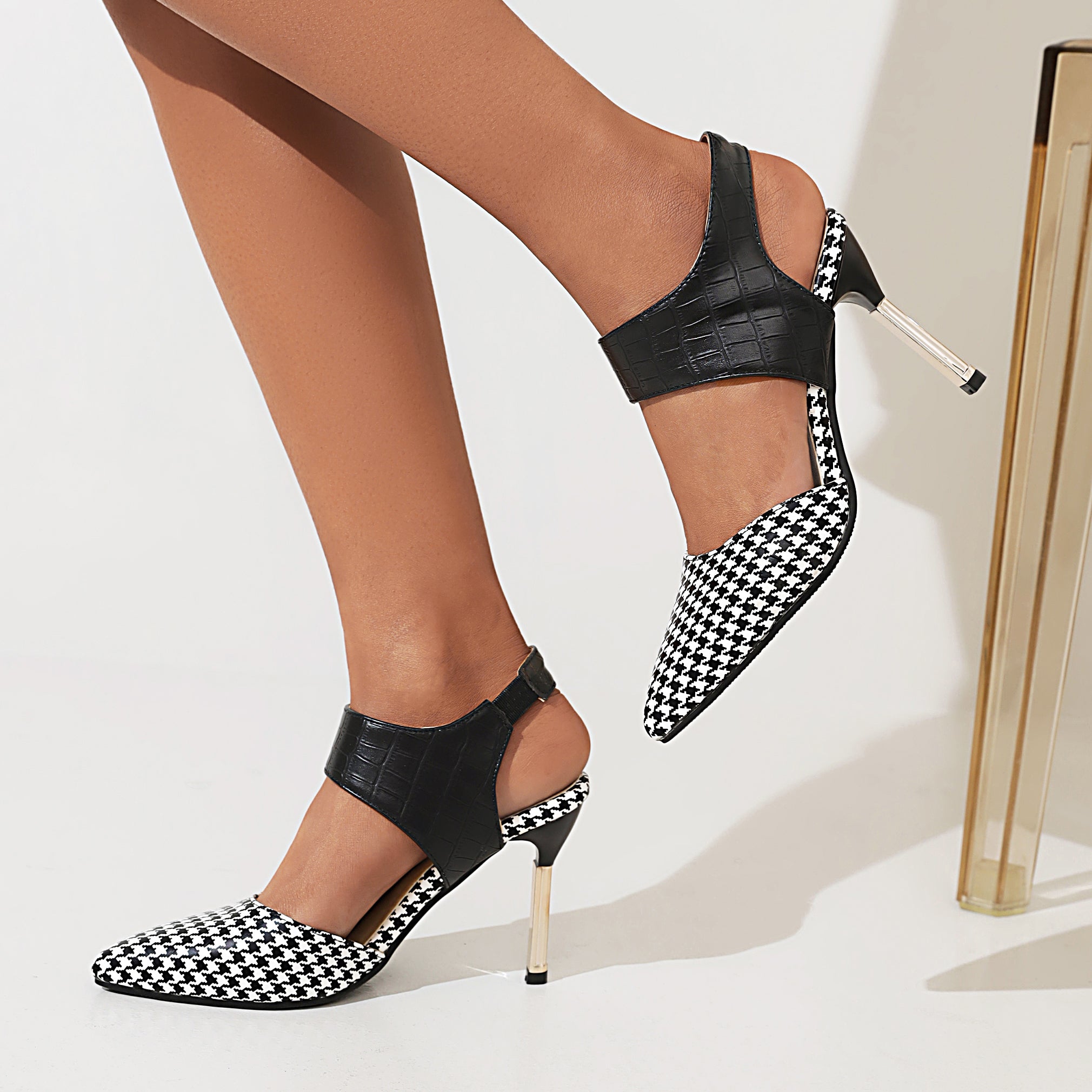Bigsizeheels Slingback Peep Toe Stiletto Heel Sandals - Black best oversized womens heels are from bigsizeheel®