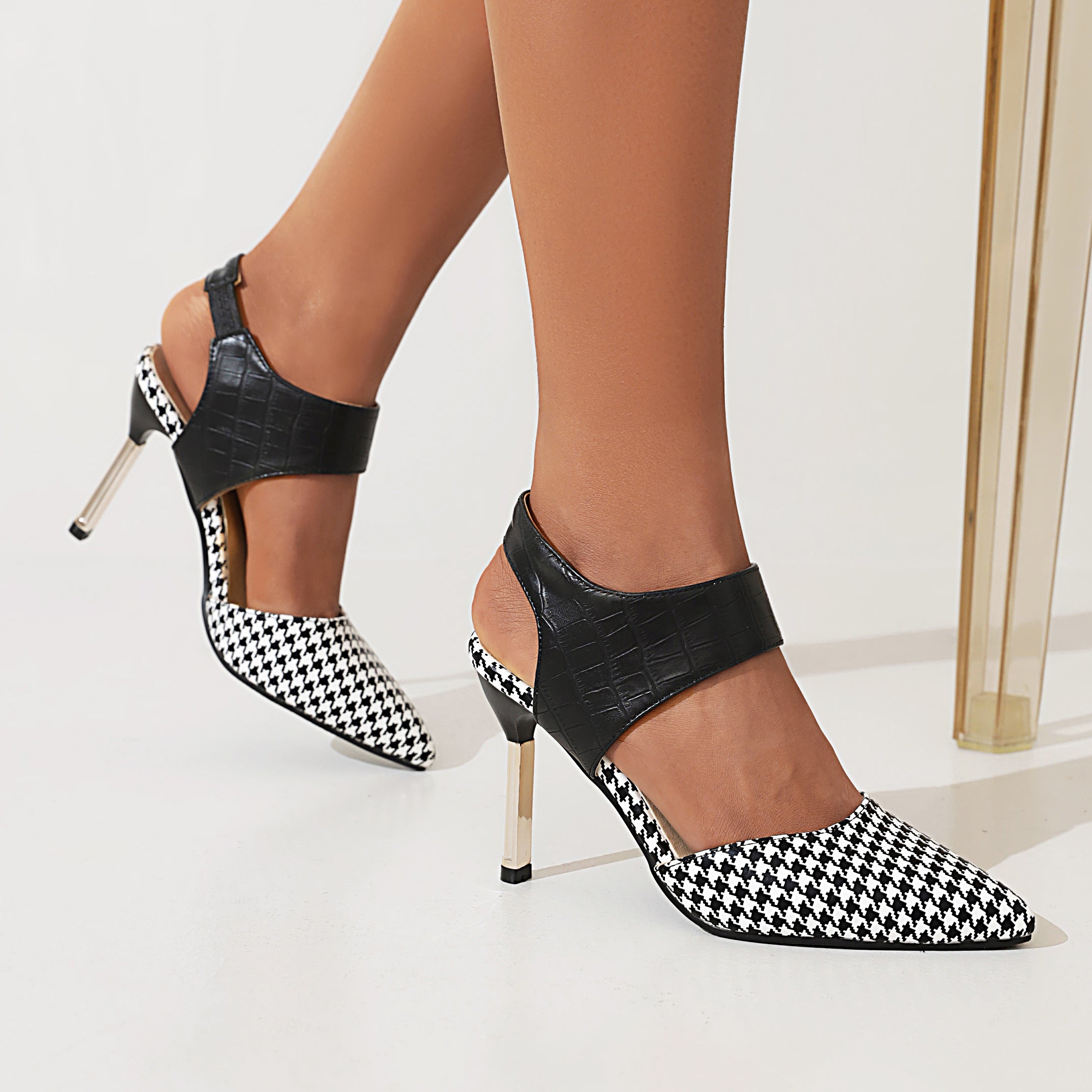 Bigsizeheels Slingback Peep Toe Stiletto Heel Sandals - Black best oversized womens heels are from bigsizeheel®