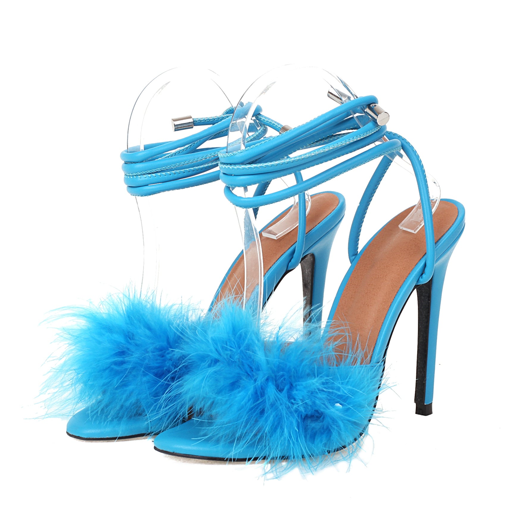 Bigsizeheels Fashion Rabbit Fur Sexy Stiletto Sandals - Blue best sexy stiletto sandals are from bigsizeheels®