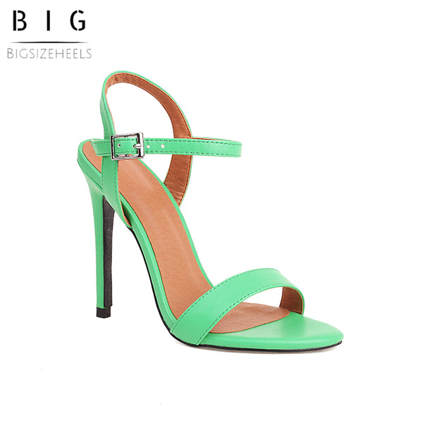 Bigsizeheels One Word Buckle Sexy Stiletto Sandals - Green best sexy stiletto sandals are from bigsizeheels®