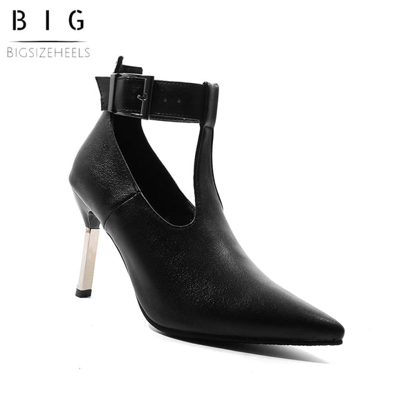 Bigsizeheels T-shaped Buckle stilettos - Black freeshipping - bigsizeheel®-size5-size15 -All Plus Sizes Available!
