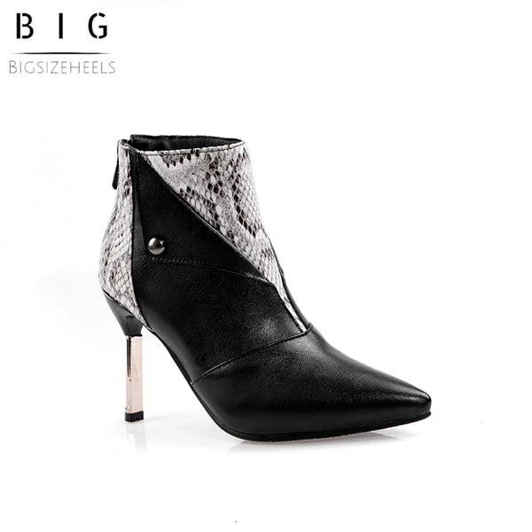 Bigsizeheels SexyZipper Stiletto Heel Ankle Boots - Black freeshipping - bigsizeheel®-size5-size15 -All Plus Sizes Available!