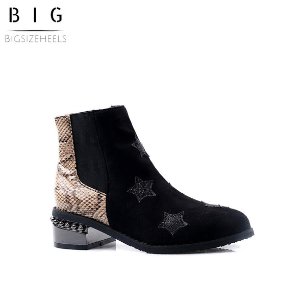 Bigsizeheels American round toe zipper ankle boots - Black freeshipping - bigsizeheel®-size5-size15 -All Plus Sizes Available!