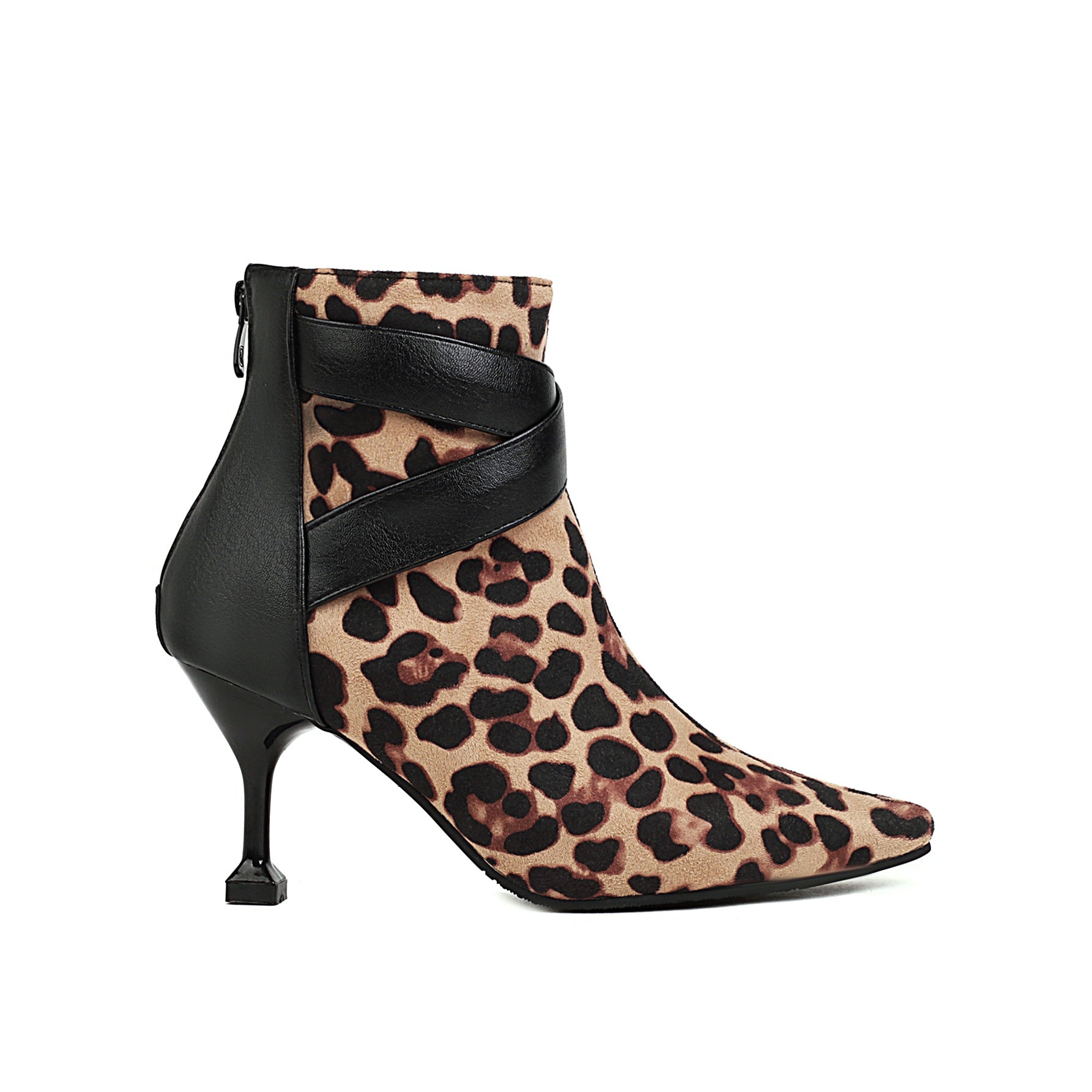 Bigsizeheels Sexy pointy zipper ankle boots - Leopard freeshipping - bigsizeheel®-size5-size15 -All Plus Sizes Available!