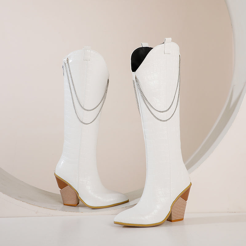 Bigsizeheels American western vintage boots - White freeshipping - bigsizeheel®-size5-size15 -All Plus Sizes Available!