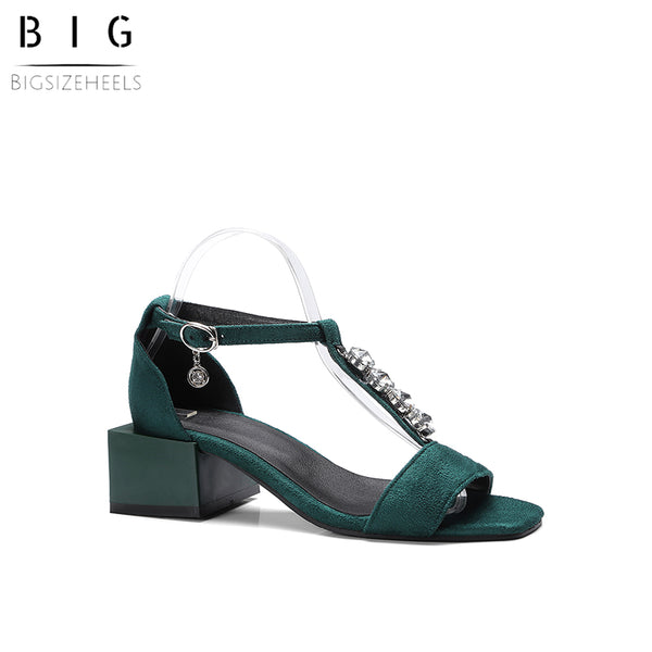 Bigsizeheels Stylish Buckle Open Toe Heel Covering Casual Sandals - Green freeshipping - bigsizeheel®-size5-size15 -All Plus Sizes Available!