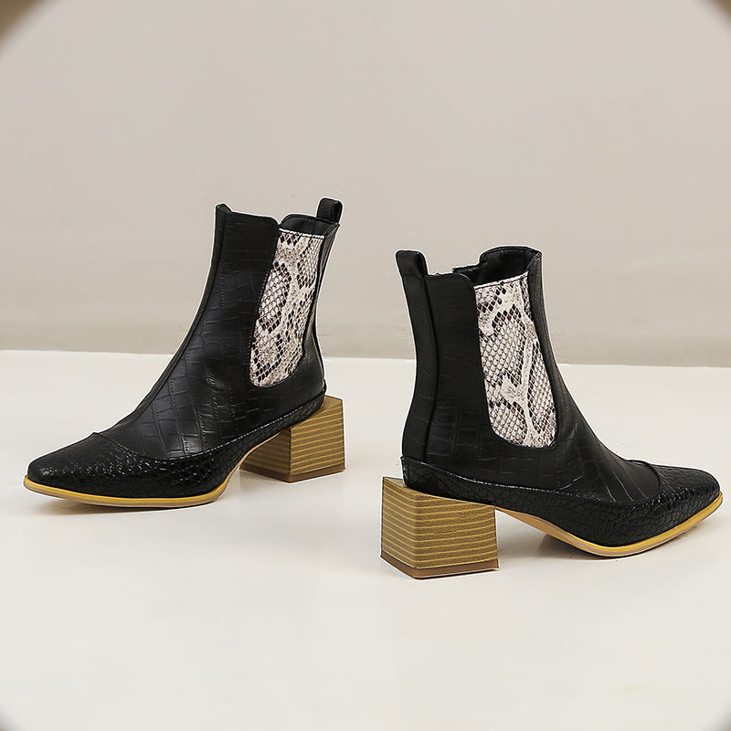 Bigsizeheels Vintage patchwork Chelsea boots - Black freeshipping - bigsizeheel®-size5-size15 -All Plus Sizes Available!