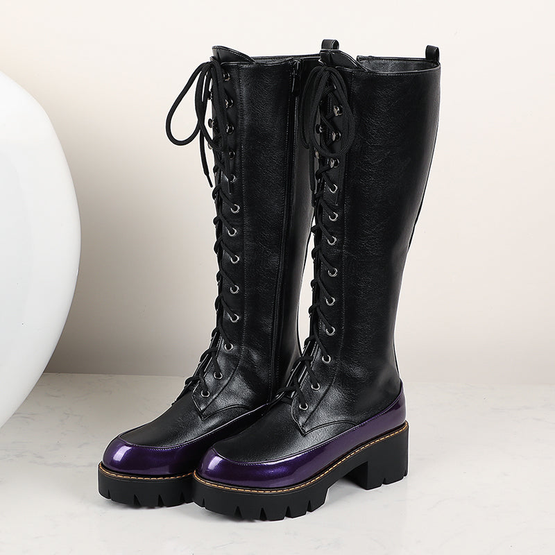 Bigsizeheels American thick soled side zipper boots - Black freeshipping - bigsizeheel®-size5-size15 -All Plus Sizes Available!