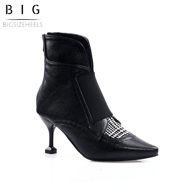 Bigsizeheels Sexy ankle boots with pointed horseshoe heels - Black freeshipping - bigsizeheel®-size5-size15 -All Plus Sizes Available!