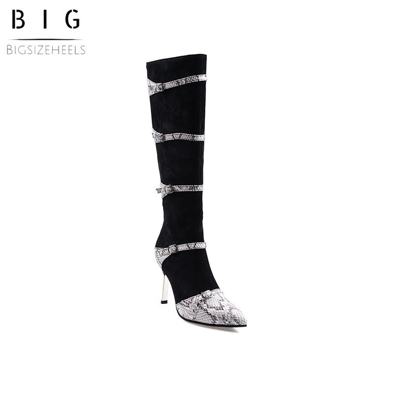 Bigsizeheels Sexy pointed zipper stiletto boots - Black freeshipping - bigsizeheel®-size5-size15 -All Plus Sizes Available!
