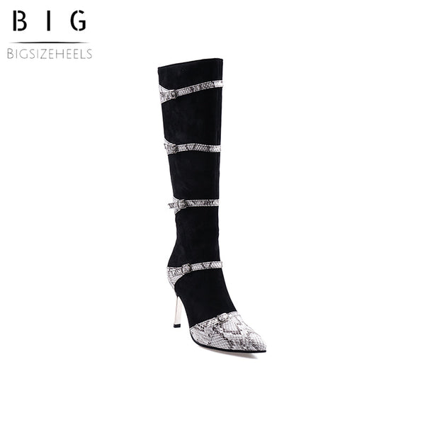 Bigsizeheels Sexy pointed zipper stiletto boots - Black freeshipping - bigsizeheel®-size5-size15 -All Plus Sizes Available!