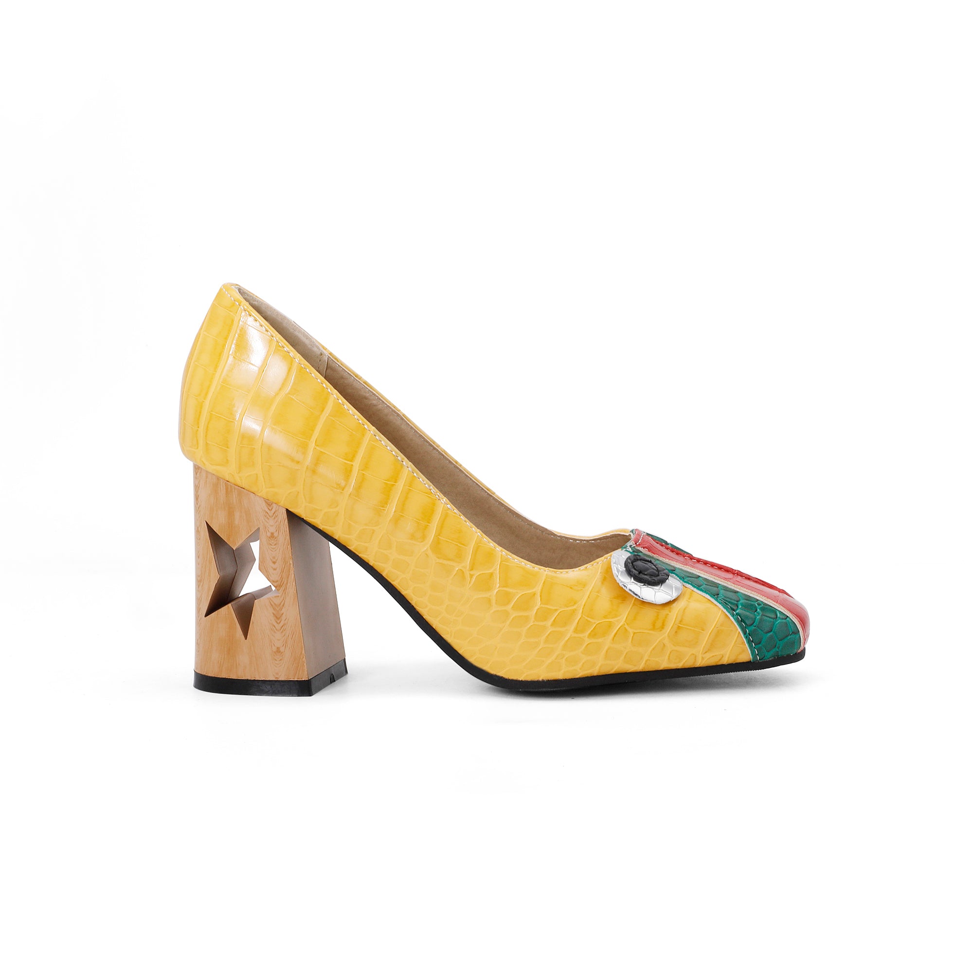 Bigsizeheels Cute cartoon thick heel women's casual shoes - yellow freeshipping - bigsizeheel®-size5-size15 -All Plus Sizes Available!